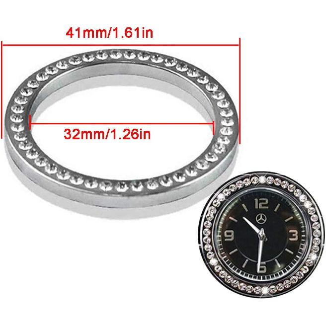 Pursuestar Bling Crystal Silver Car Central Console Round Clock Decoration Ring Cover Decals Trim for Mercedes Benz C E S GLC Class W213 E200 E300