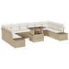 Garden Sofa Set with Storage 11 Pcs Beige Poly Rattan