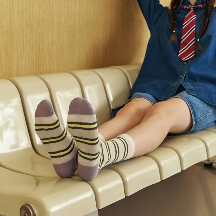[3SET] [Banana Sisters] Hazel Stripe Contrast Point Socks 4 Colors