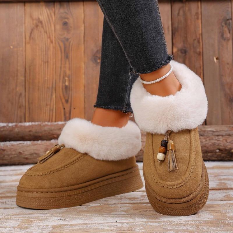 Winter New Fluffy Snow Boots Women's Round Head Thick Sole Fluffy Mouth Short Boots Casual Velvet Warm Cotton Shoes Women