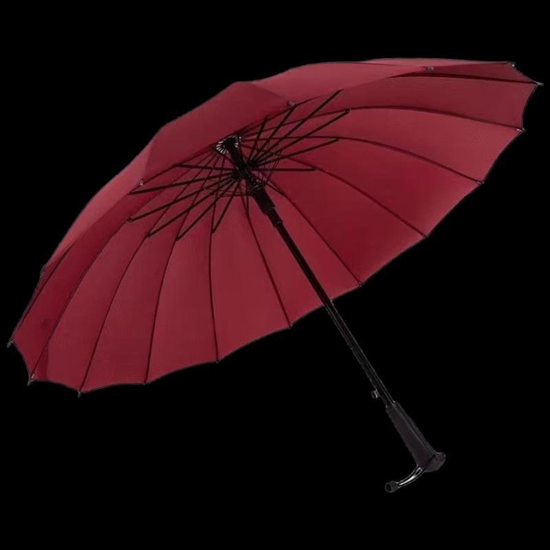 16-Rib Straight Windproof Semi-Automatic Umbrella
