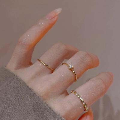Ins Wind Zircon Plain Ring, Personalized Design, Light Luxury Open Ring, Jewelry Tide