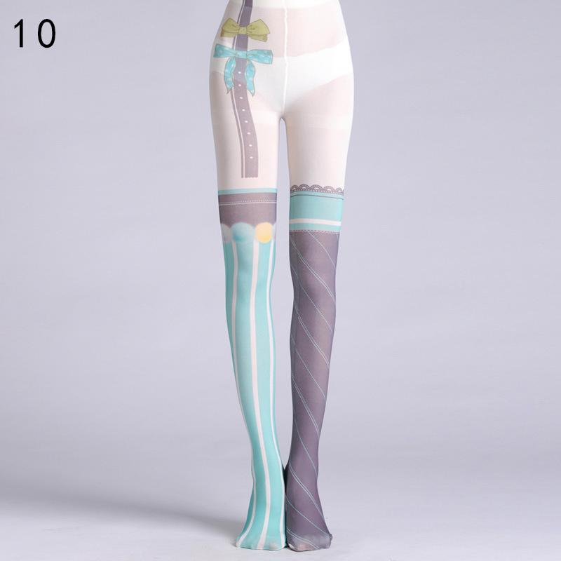 New Japanese Style Floral Printed Pantyhose Lolita Stockings Harajuku Tights Colorful Tropical Fish Cake Sushi Print Pantyhose