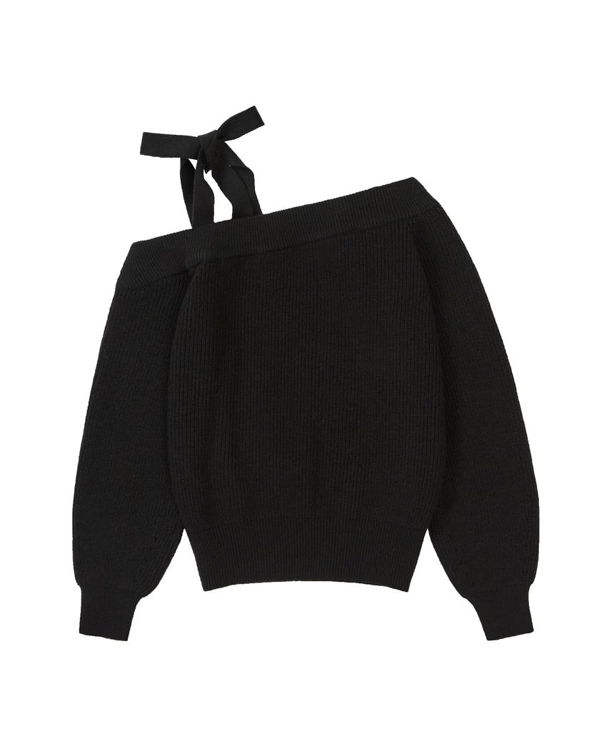 ILLIGO Bloom Bow Off-Shoulder Knit Black