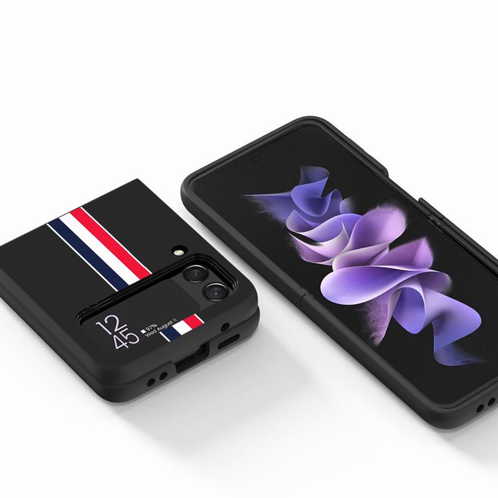 Husă Telefon Mobil pentru Samsung Galaxy Z Flip3 Flip4 5G Negru Coque Z Flip 3 Husă PC Dură de Lux Zflip3 Funda Dungi Marcă Sport