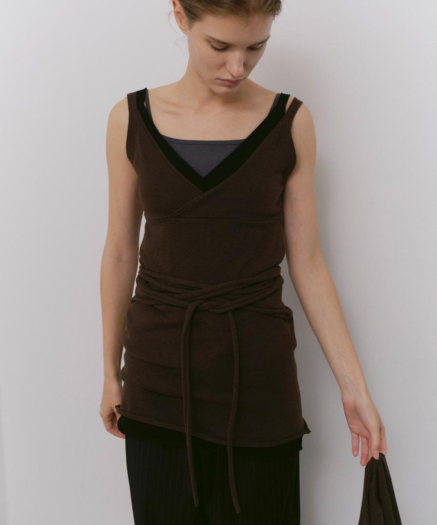 CACELE Raw Cut Strap Dress, Brown
