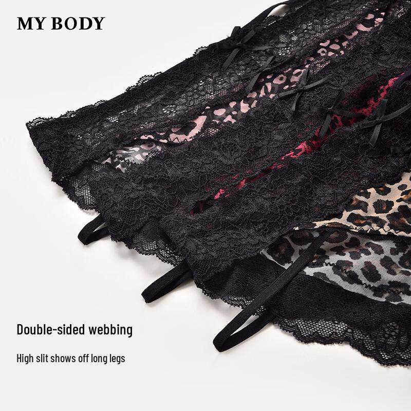 Mybody Women's Sexy Leopard Print Lace Low-Rise Briefs
