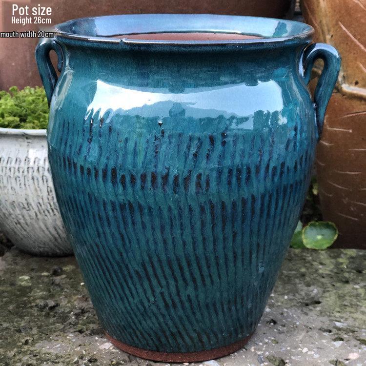 Retro Ceramic Zisha Pot: Large Succulent Planter with Rustic Personality