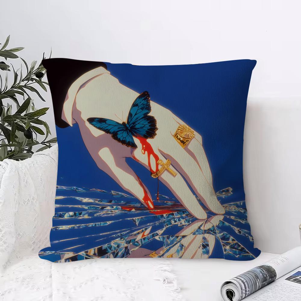 

Dead For Love Cushion Cover Anti-dustmite Pillowcase Invisible Zipper Silky Short Plush Sofa Cushion Cover 30cmx30cm