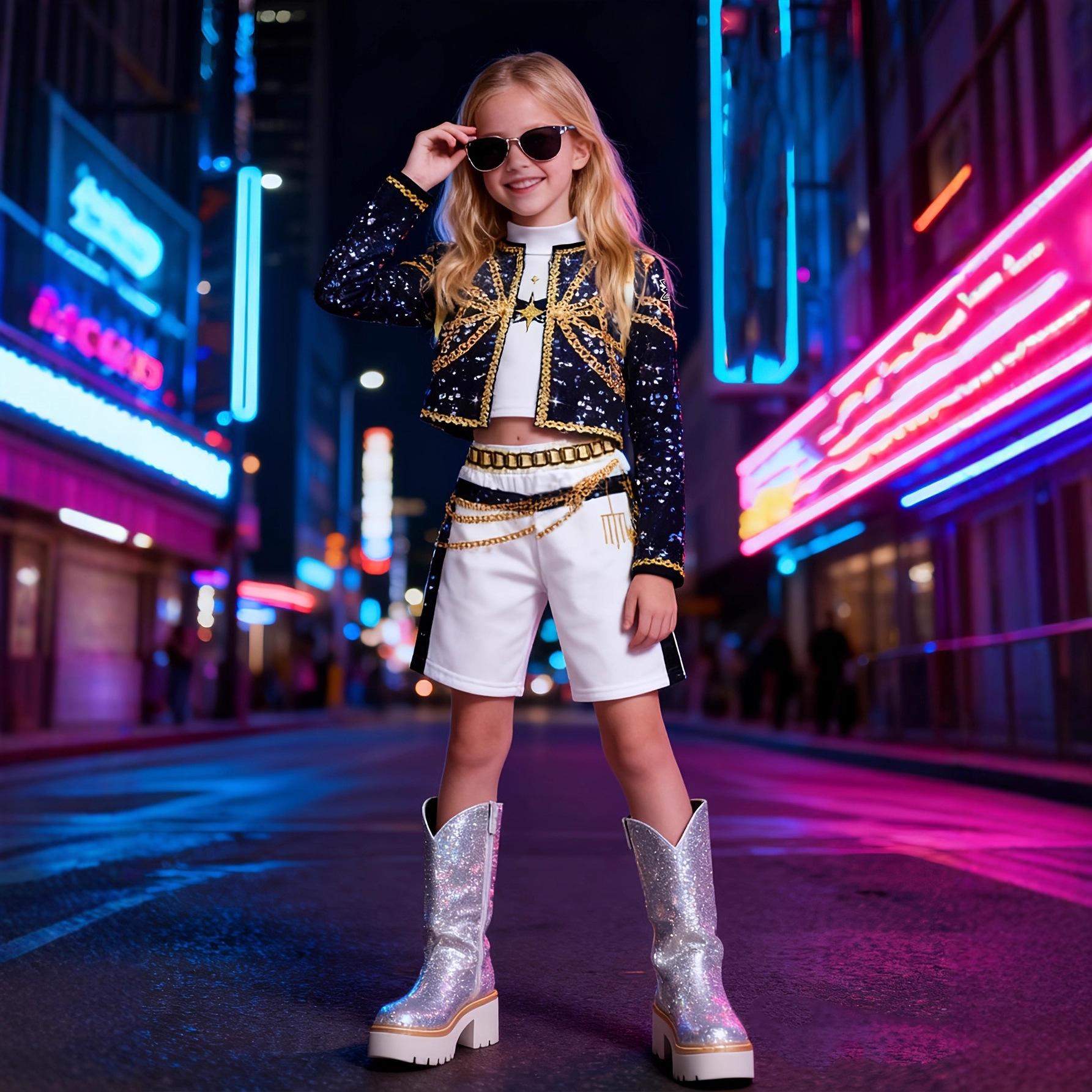 

Witch Hunter K-POP star Rumi Mirazoe cos suit zoey children s periphery matching clothes 4-5Y чёрный