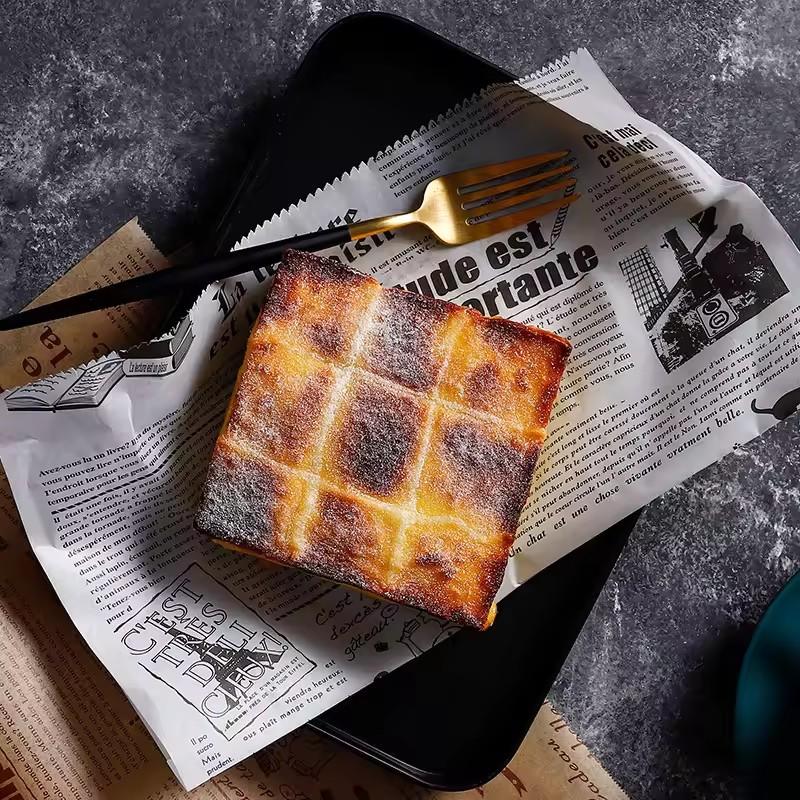 Carta Oleata per Alimenti Accessori da Cucina per Cottura al Forno Giornale Inglese Retrò Pane Sandwich Hamburger Patatine Fritte Involucri Biscotto
