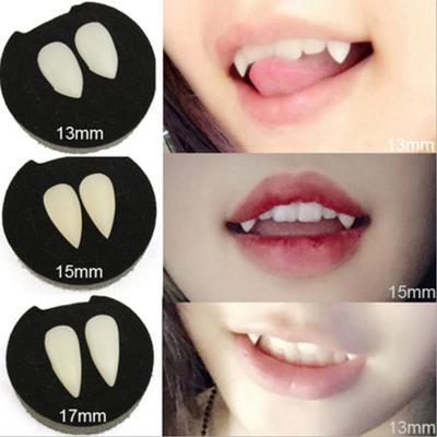 2Pcs False Fangs Exquisite No Smell Resin Fangs Cosplay Props for Halloween