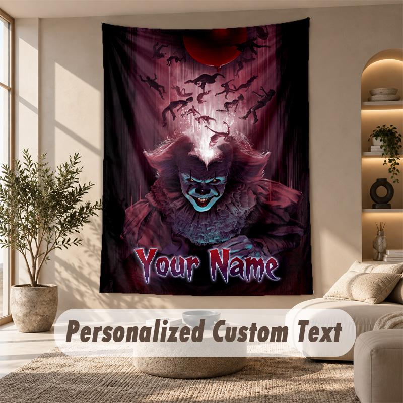 Tapestry Custom Name Text, Wall Hanging Tapestry Home Room DecorIT Pennywise