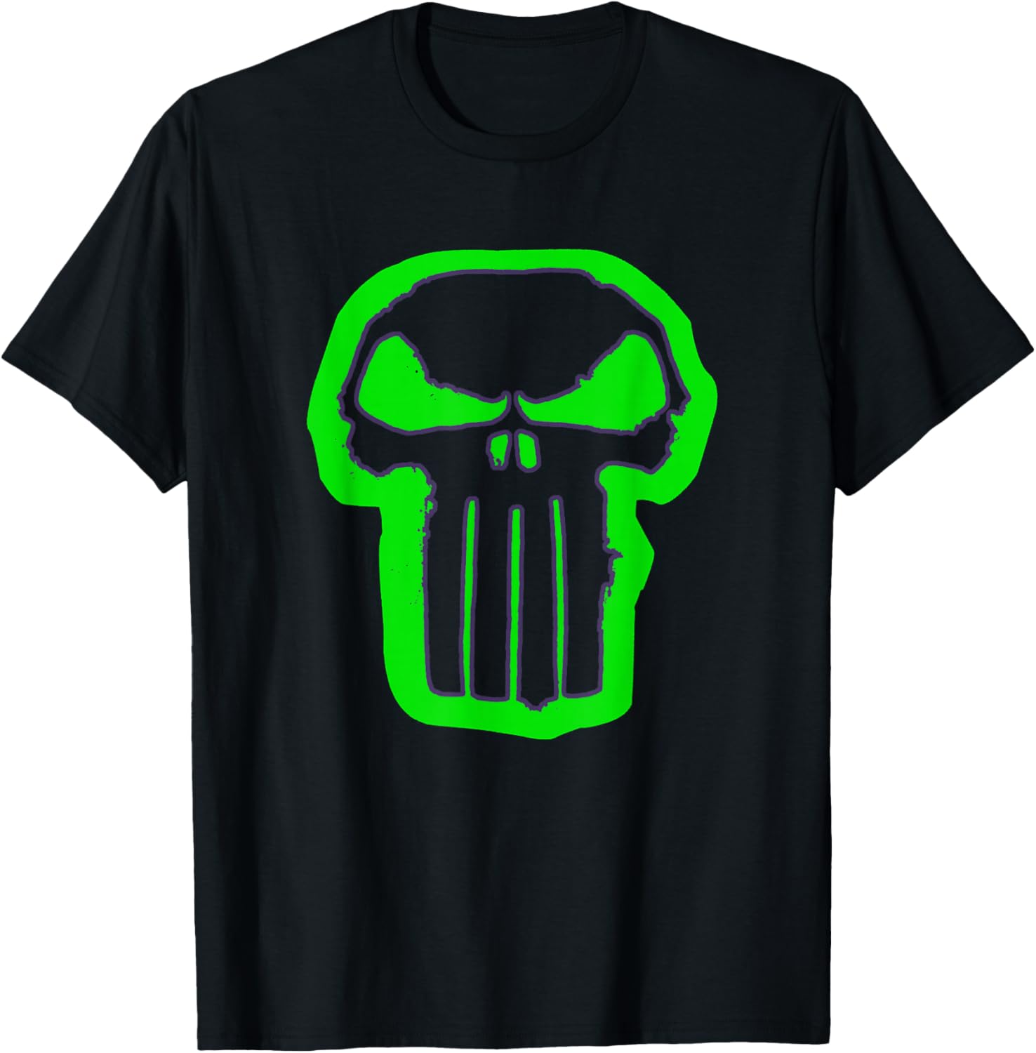 Marvel Punisher Neon Green Outline Skull Vintage Chest Logo T-Shirt S