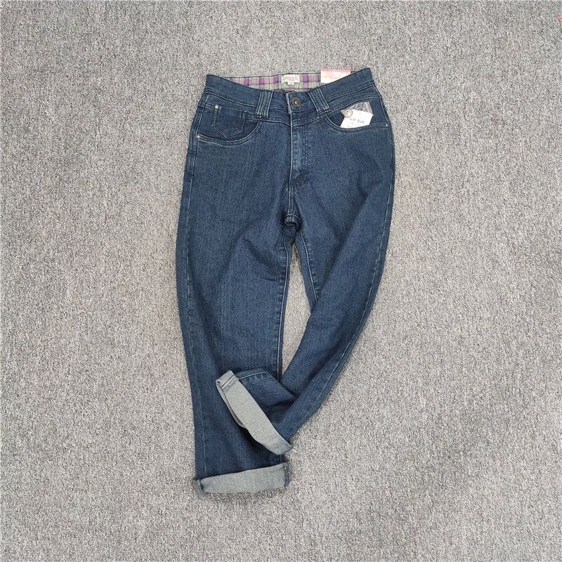 

German Quality Curling Export Mid Waist Elastic Straight-Leg Pants Vintage Blue 38