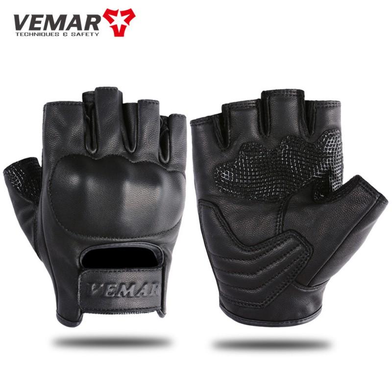 Leather Half-Finger Motorcycle Gloves Men Women