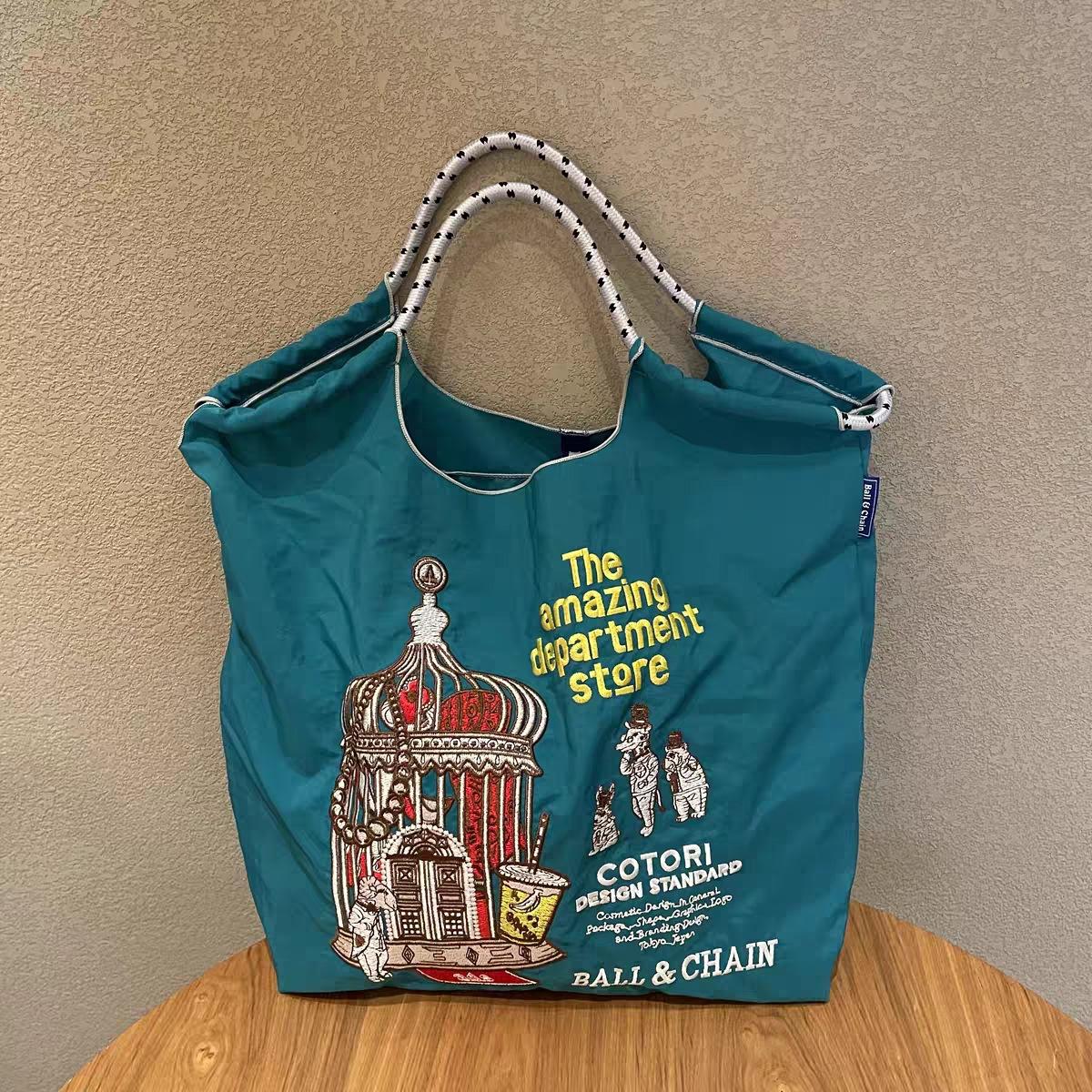 

Сумка для покупок з вишивкою. Жіноча модна ніша. Сумка через плече великої місткості Tide Medium