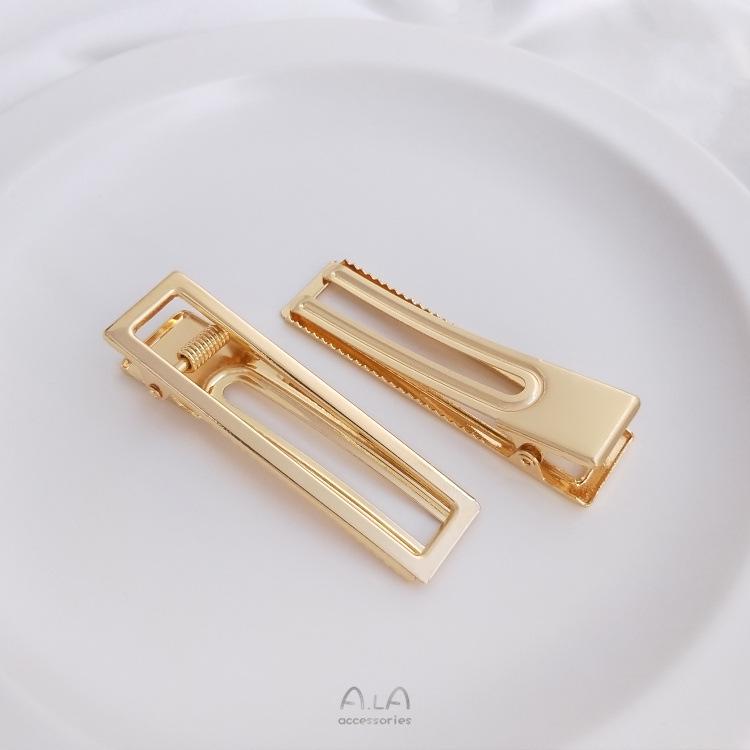 14K Gold-Filled Duckbill Hair Clip with Thickened Square Design