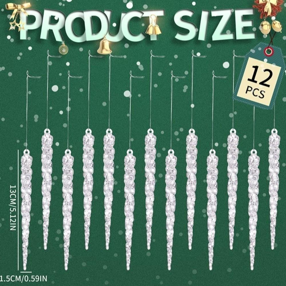12 Stück Kristallklare Eiszapfen Dekorationen Acryl Party Feiertagsdeko Weihnachtsbaumschmuck