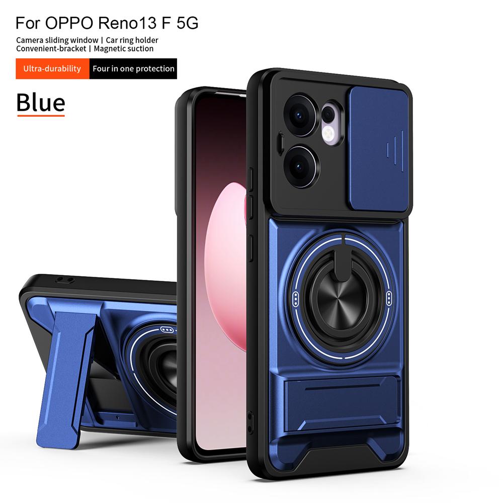 KEYSION Magnetic Phone Case for OPPO Reno13 Pro 5G Reno13 F 5G Slide Camera Protection Upright Kickstand Ring Shockproof Cover