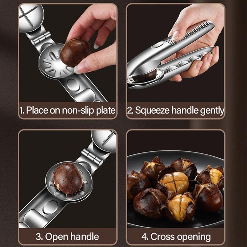 Chestnut Clip Nutcracker Opener Quick Clip Cross Chestnut Nut Cracker Chestnut Opener Stainless Steel Kitchen Tool SGGJ005