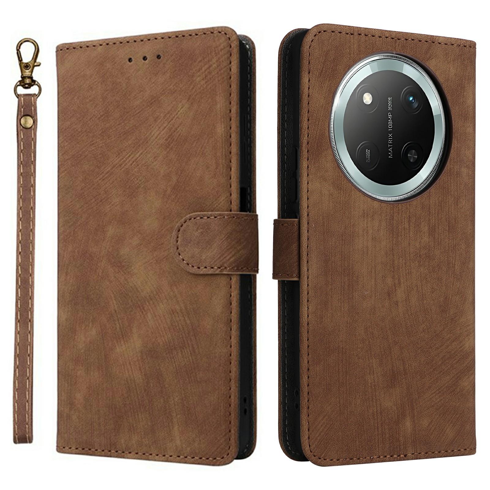 

Wallet Case for Honor X9c 5G/Magic7 Lite 5G/X60 Pro 5G RFID Blocking PU Leather Cover Stand View Brown