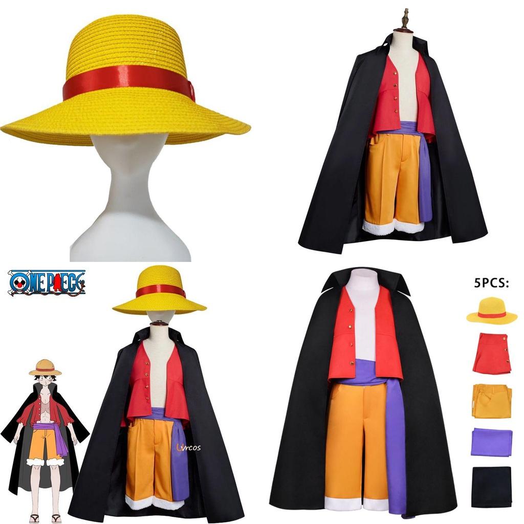 Autentický pánský cosplay set One Piece Wano Country s ikonickým kloboukem Luffyho