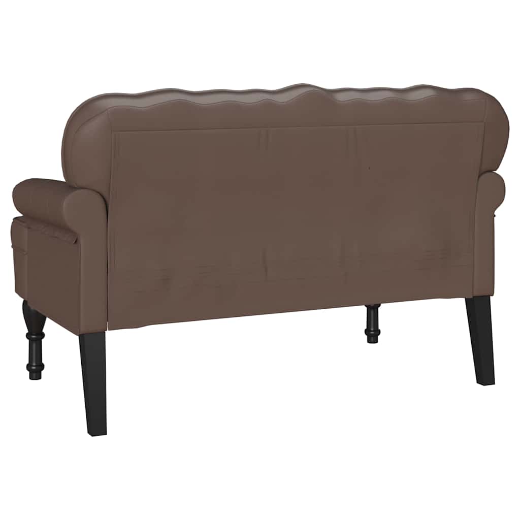 Chesterfield Bench Brown 119.5 X 64.5 X 75 Cm Faux Leather
