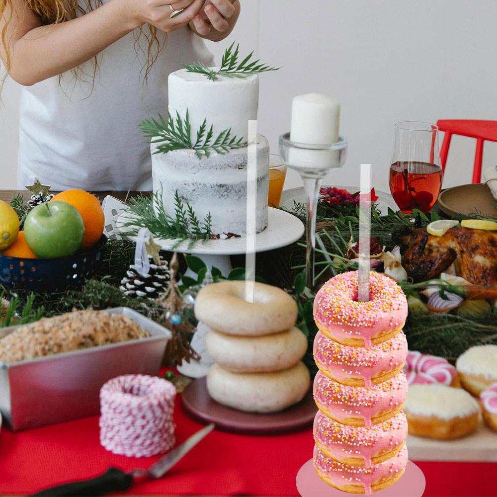 5Pcs DIY Clear Donut Stands Wedding Table Decoration Acrylic Doughnut Holder Wall Holds 30cm Dessert Display Stand Bagel