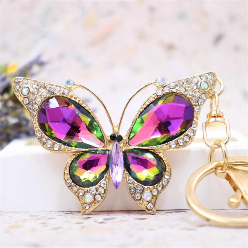 Rhinestone Bee Wing Keychain for Women Men Metal Gold Color Insect Animal Pendant Key Rings Jewelry porte clefs