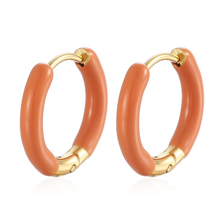 Round Wire Oil Drop Circle Stainless Steel Earrings - Retro Dopamine Design