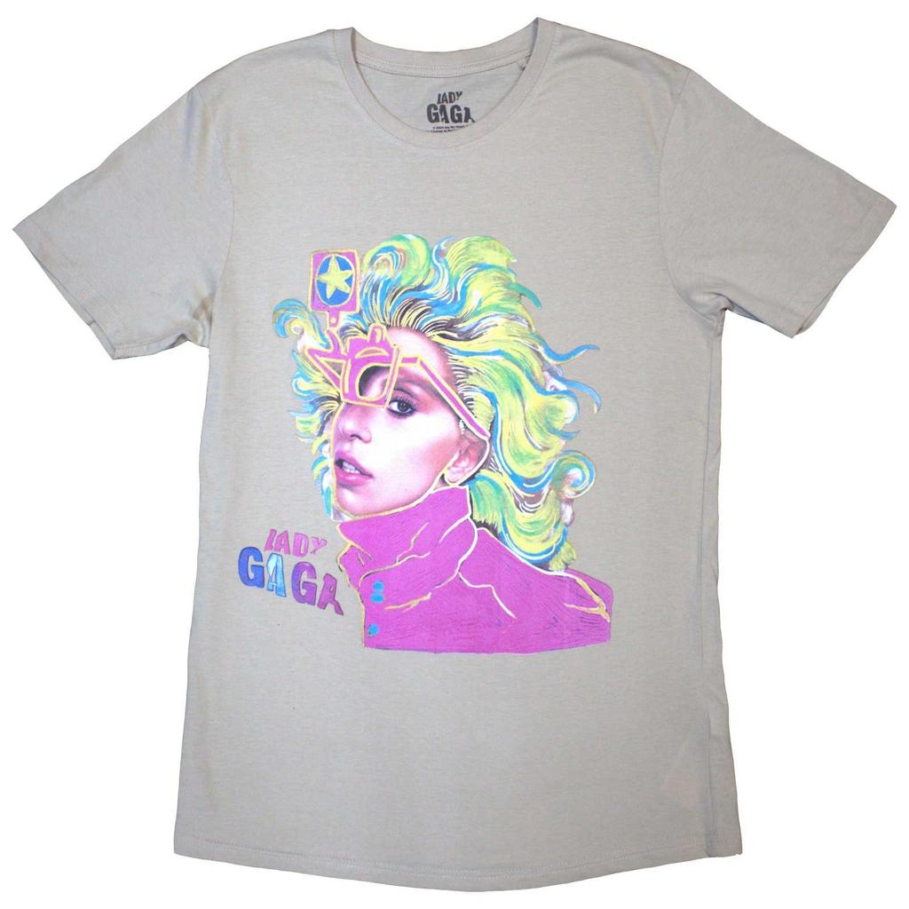 Lady Gaga Unisex T-Shirt Colour Sketch Natural (S)