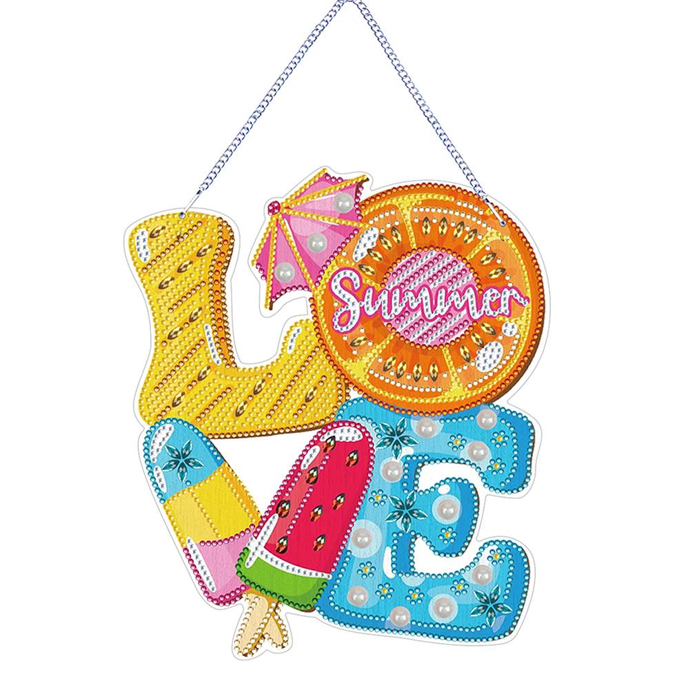 Acrylic Summer Vibe 5D DIY Diamond Painting Dots Pendant Rhinestone Diamond Art Window Pendants for Garden Window Decor