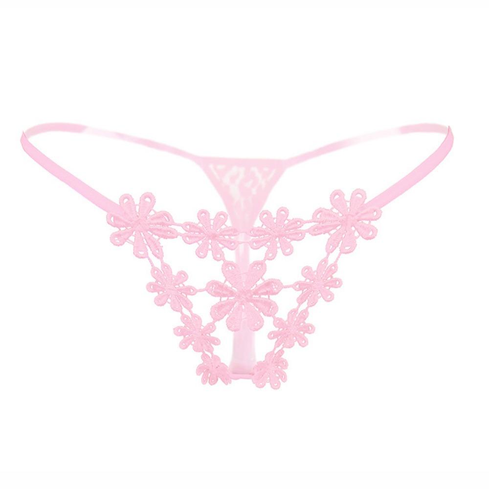 Flower Embroidery Sexy Thong Women's Low-rise Sexy Panties Hollow Temptation Hot T-pants 2170