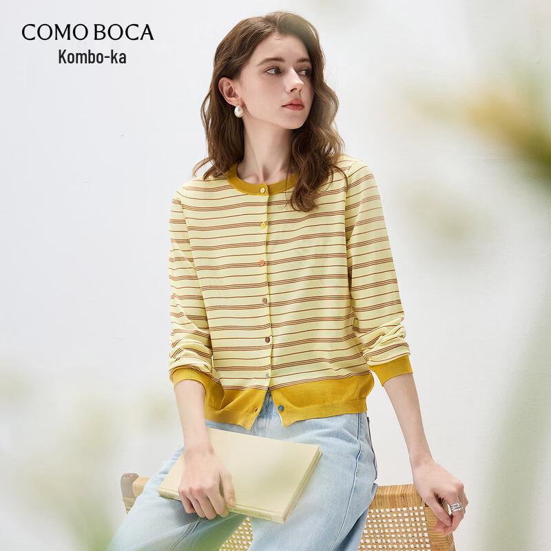 KMBK Women's Striped Silk Blend Long-Sleeve Knit Top