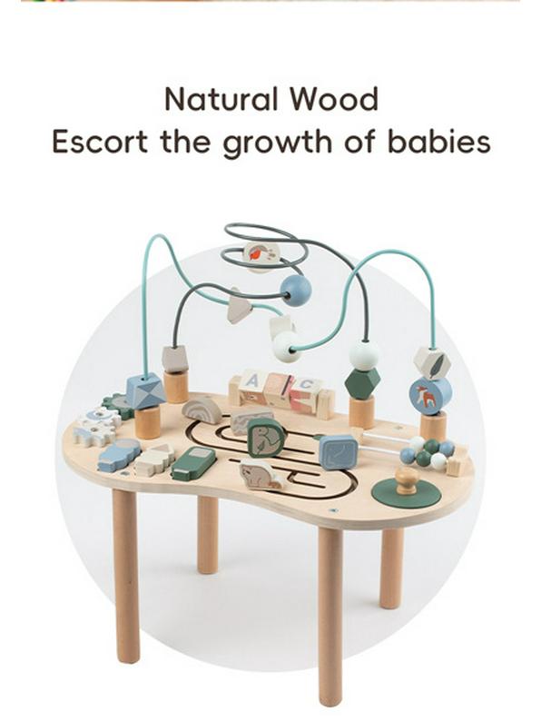 Montessori Wooden Bead Maze & Busy Board Toy for Ages 0-3