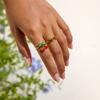 Yori Arrivals Oil Dripping Cherry Adjustable Open Ring 18K Golden PVD Plated Stainless Steel Summer Popular Charm Jewelry Gift