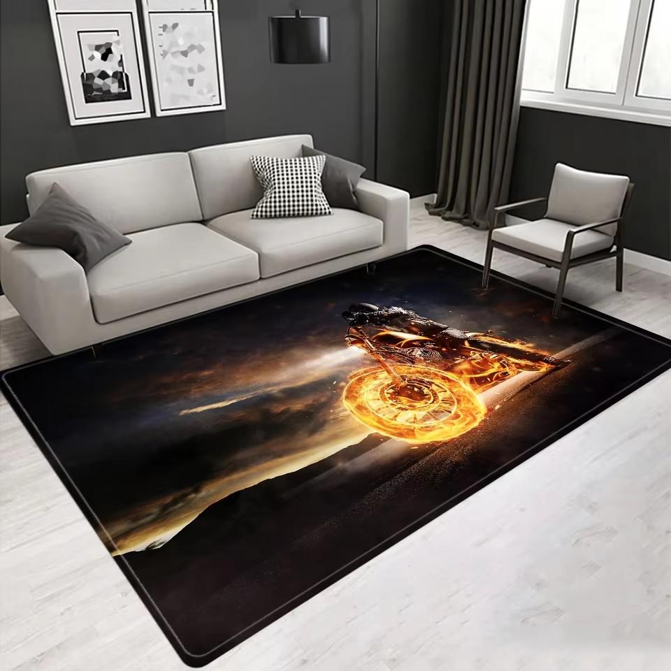 Vintage Classic Motorcycle Garage 3D Printed Carpet Living Room Retro Race Car Large Rug Home Decor Bedroom Non-Slip Floor Mat