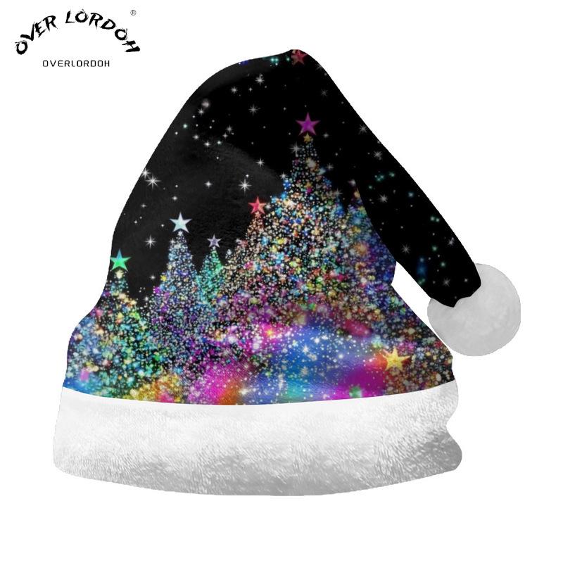 2024 Christmas Short Plush Santa Claus Hat for Adults & Kids - DIY Printed Ornaments