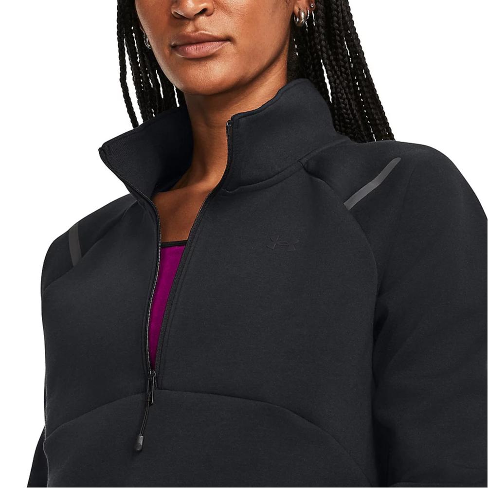 Under Armour Unaufhaltsamer Fester Fleece 1/4 Reißverschluss Kurzer Sport-Hoodie Damen Hoodies Schwarz 1379844-001