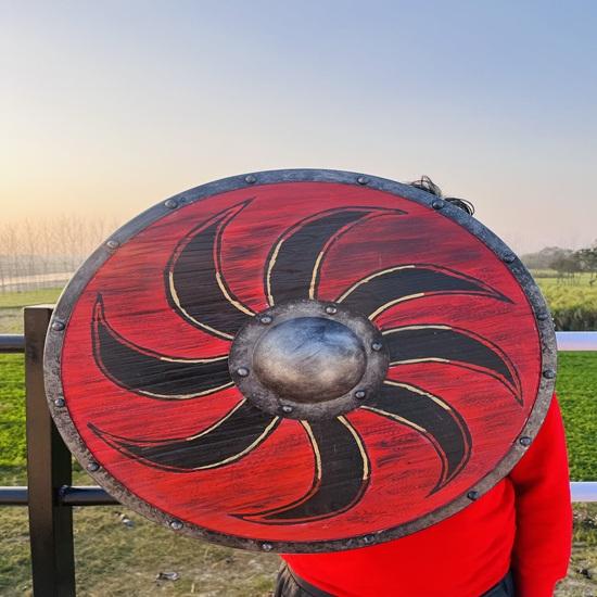 60.96 Cm Medieval Wooden Viking Shield Viking Wall Decor, Wood Wall Art, Handmade Home Decor, Fathers Day Gift For Him