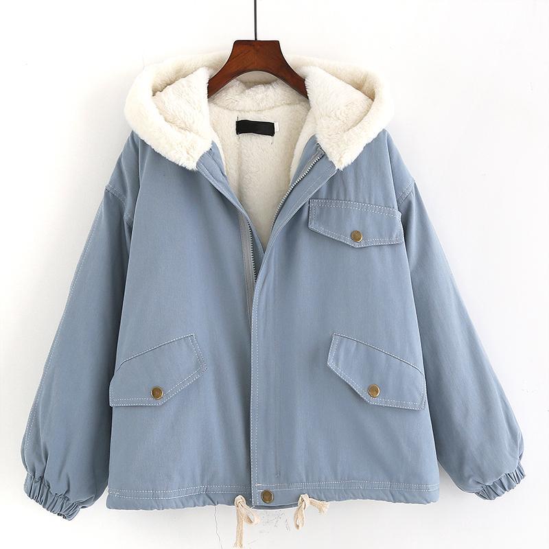 Short Style Parkas Women Solid Aesthetic All-match Students Simple Winter Coat Loose Korean Fashion Hooded Streetwear Sweet