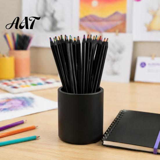 Pencils for Toddlers 12PCS Rainbow Colored Pencils, with Black Wood Barrel And Durable Lead Core, Art Training Sketching Kids Supplies Classroom