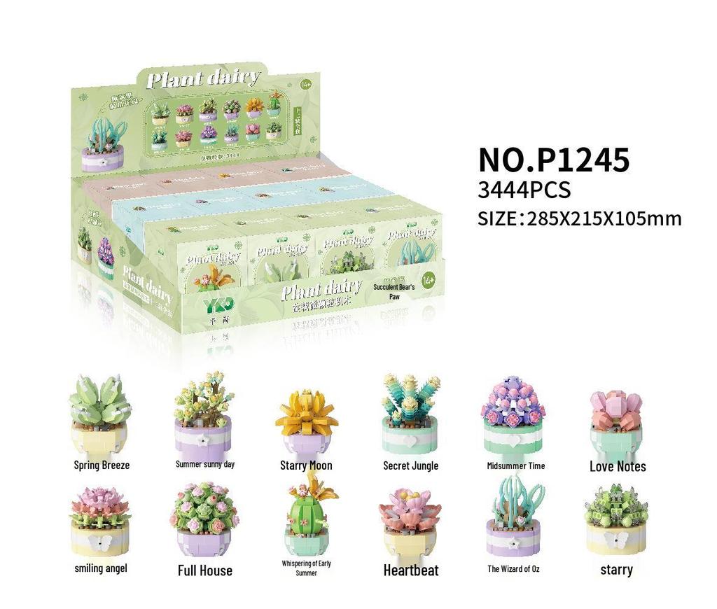 Plant Potted Everlasting Flower Bouquet Building Blocks Set - Succulent Gift Compatible with LEGO for Girls
