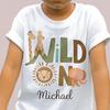 CUSTOM NAME Wild One Safari Shirt, Jungle Animal 1st Birthday Tee, Custom Name Toddler Outfit, Youth Zoo Party Shirt