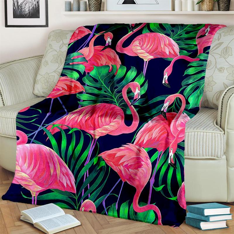 HD Pink Flamingo Bird Rainforest Cartoon Blanket,Soft Throw Blanket for Home Bedroom Bed Sofa Picnic Travel Cover Blanket Kids