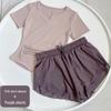 Women's Quick-Dry Yoga & Running Set: Short-Sleeved T-Shirt & Shorts - Sweat-Absorbing Activewear