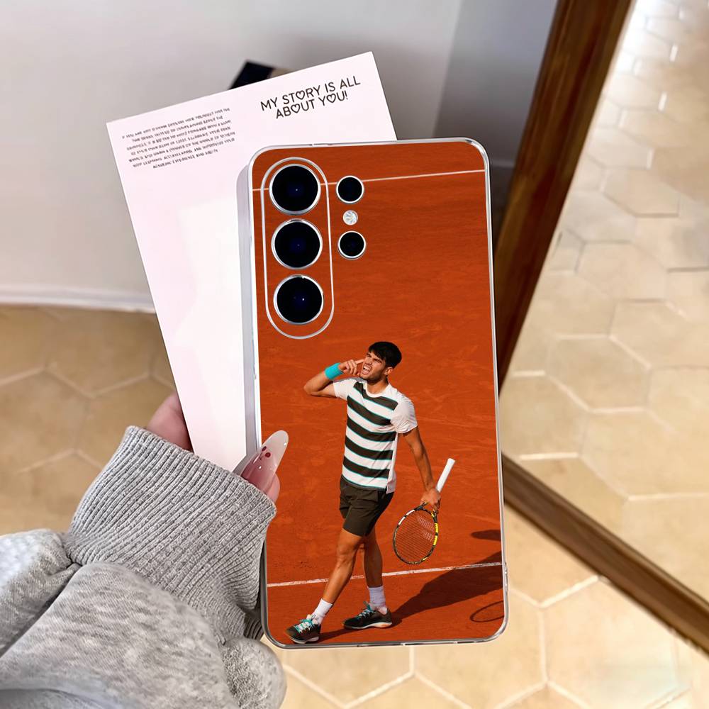 Tennisspieler-Carlos Alcaraz Handyhülle Für Samsung S25,S24,S21,S22,S23,S30,Ultra,S20,Plus,Fe,Note,10,9,5G Transparente Hülle