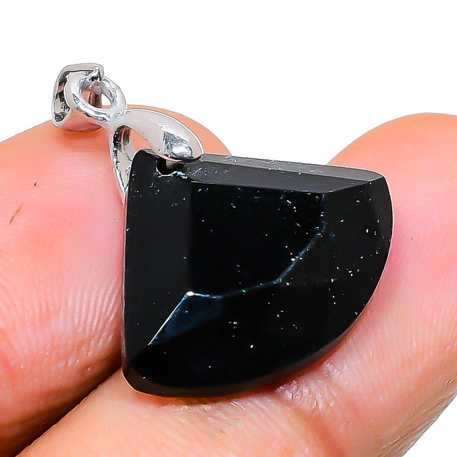 

Подвеска ручной работы из стерлингового серебра 925 пробы с натуральной черной шпинелью 0,91 дюйма g6Y53