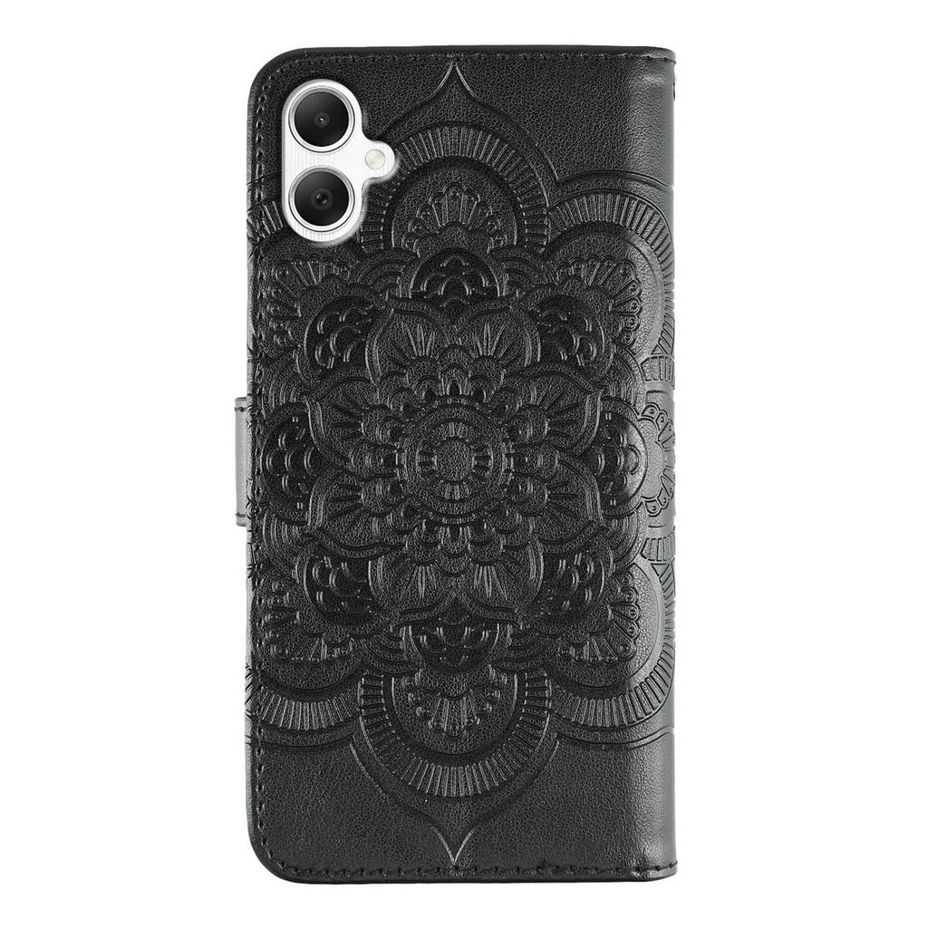 For Samsung Galaxy A05 4G Case PU Leather Mandala Imprinted Design Wallet Phone Cover with Wrist Strap